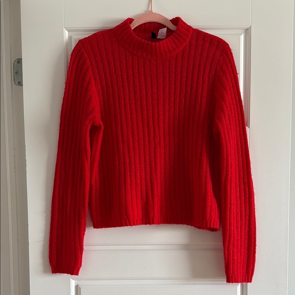 Red Ribbed Women's Sweater - Picture 1 of 1